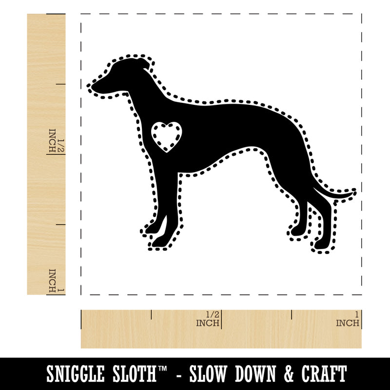 Whippet Dog with Heart Self-Inking Rubber Stamp Ink Stamper