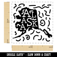 Alaska State with Text Swirls Self-Inking Rubber Stamp Ink Stamper