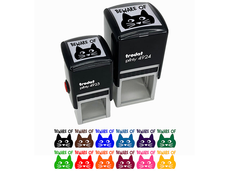 Beware of Cat Funny Doodle Self-Inking Rubber Stamp Ink Stamper