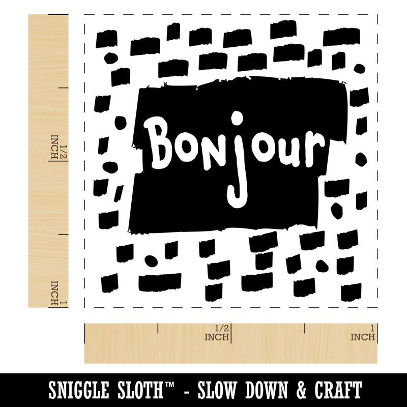 Bonjour Hello French Doodle Self-Inking Rubber Stamp Ink Stamper