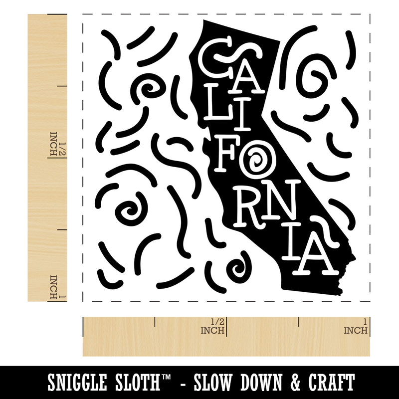 California State with Text Swirls Self-Inking Rubber Stamp Ink Stamper