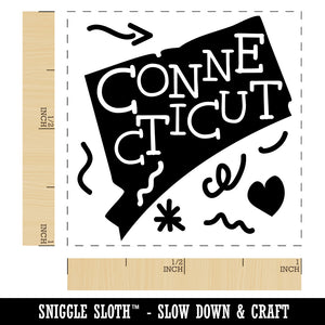 Connecticut State with Text Swirls Self-Inking Rubber Stamp Ink Stamper