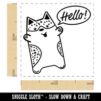 Corgi Dog Hello Doodle Self-Inking Rubber Stamp Ink Stamper