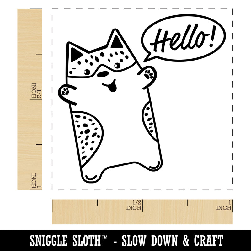 Corgi Dog Hello Doodle Self-Inking Rubber Stamp Ink Stamper