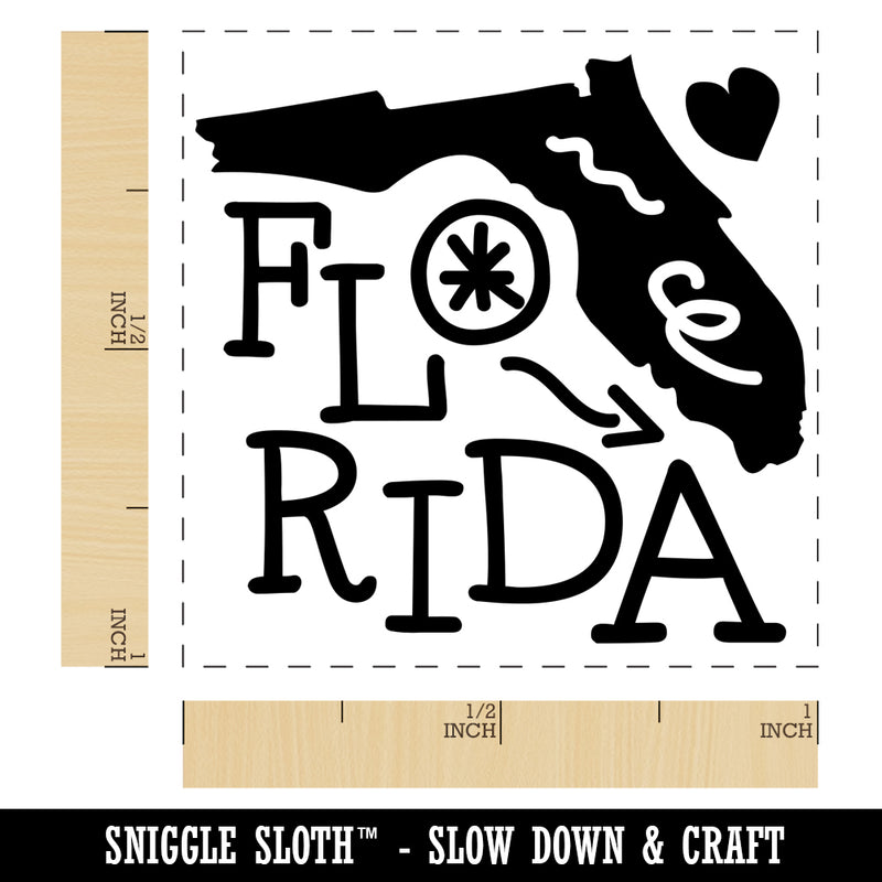 Florida State with Text Swirls Self-Inking Rubber Stamp Ink Stamper