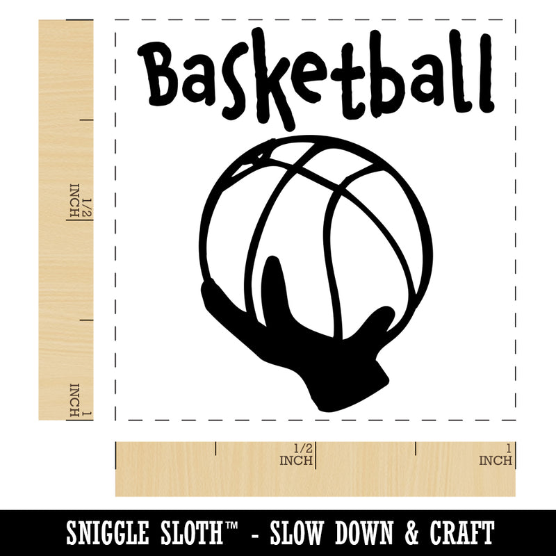 Hand Holding Basketball Abstract Self-Inking Rubber Stamp Ink Stamper