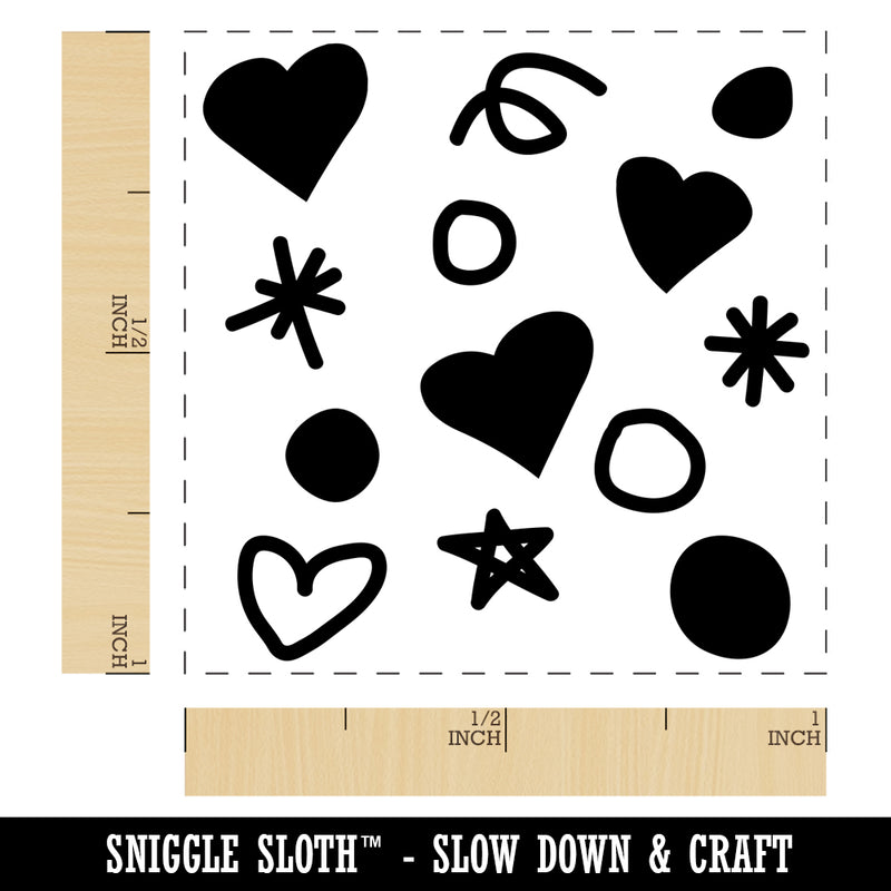 Hearts Dots Squiggles Celebration Background Self-Inking Rubber Stamp Ink Stamper