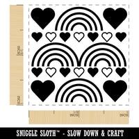 Hearts Rainbow Background Self-Inking Rubber Stamp Ink Stamper