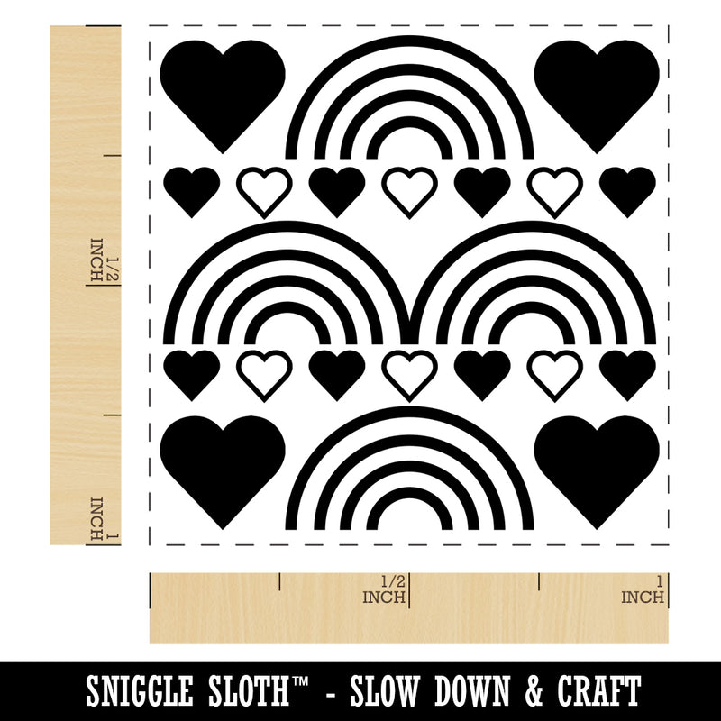Hearts Rainbow Background Self-Inking Rubber Stamp Ink Stamper