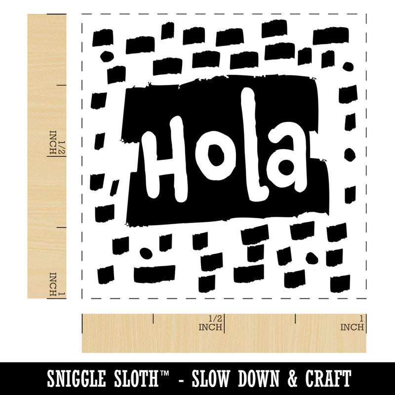 Hola Hello Spanish Doodle Self-Inking Rubber Stamp Ink Stamper