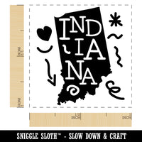 Indiana State with Text Swirls Self-Inking Rubber Stamp Ink Stamper