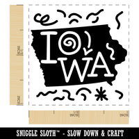 Iowa State with Text Swirls Self-Inking Rubber Stamp Ink Stamper