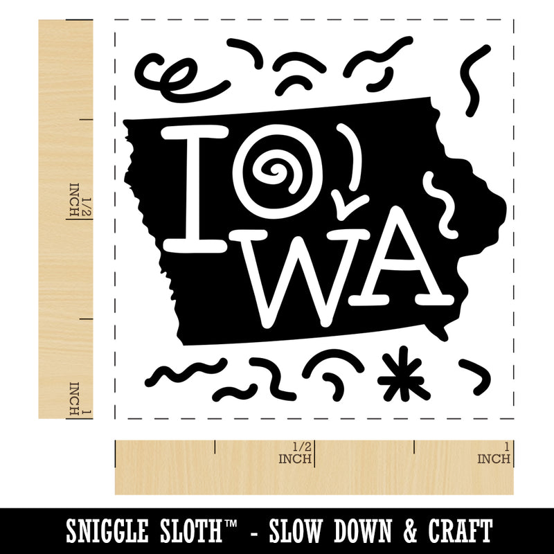 Iowa State with Text Swirls Self-Inking Rubber Stamp Ink Stamper