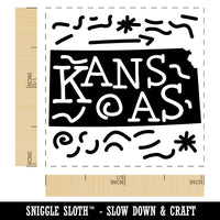 Kansas State with Text Swirls Self-Inking Rubber Stamp Ink Stamper