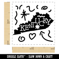 Kentucky State with Text Swirls Self-Inking Rubber Stamp Ink Stamper