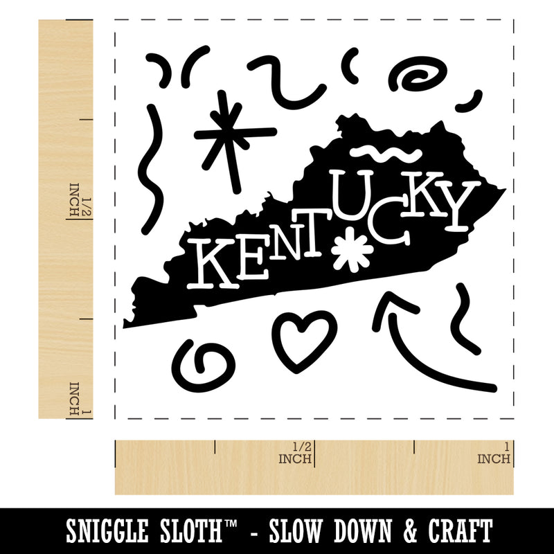 Kentucky State with Text Swirls Self-Inking Rubber Stamp Ink Stamper