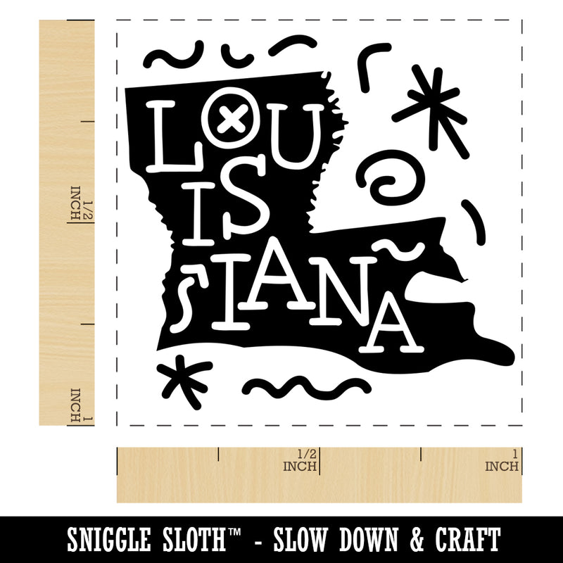 Louisiana State with Text Swirls Self-Inking Rubber Stamp Ink Stamper