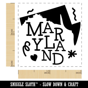 Maryland State with Text Swirls Self-Inking Rubber Stamp Ink Stamper