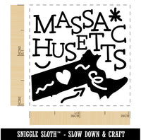 Massachusetts State with Text Swirls Self-Inking Rubber Stamp Ink Stamper