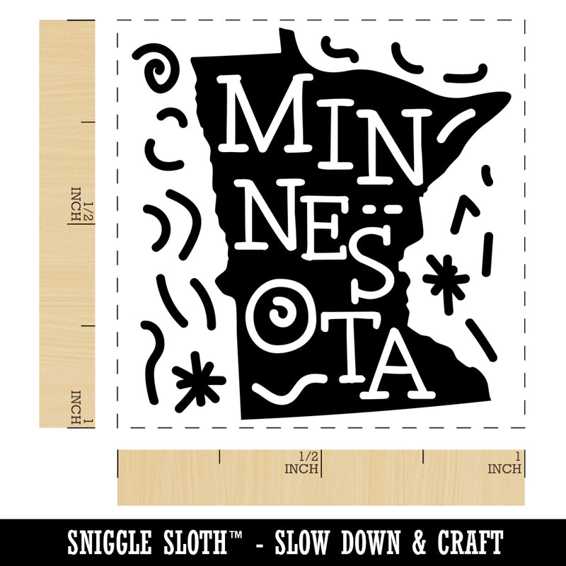 Minnesota State with Text Swirls Self-Inking Rubber Stamp Ink Stamper