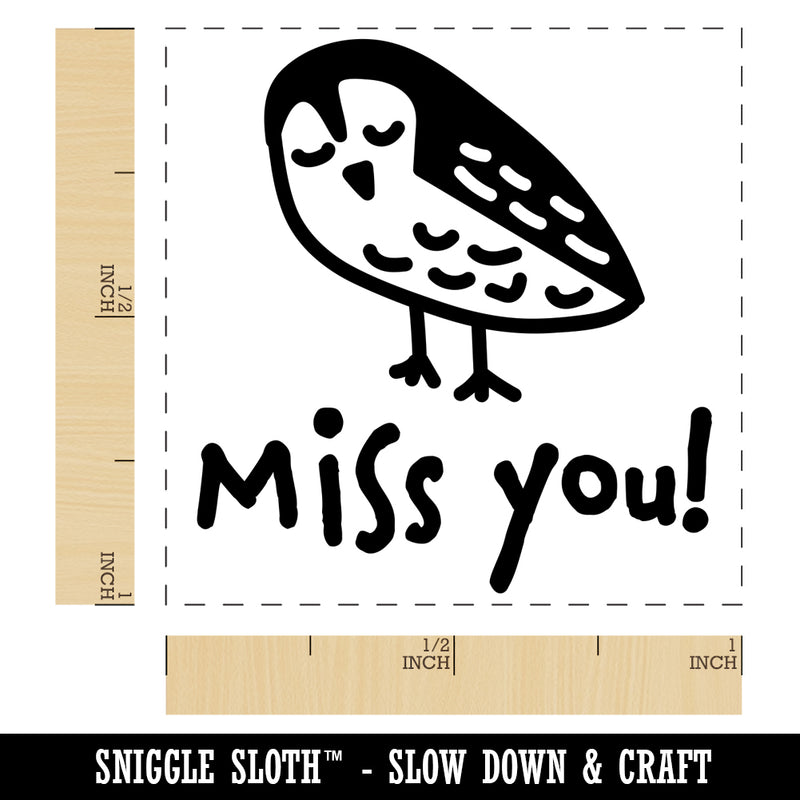 Miss You Owl Doodle Self-Inking Rubber Stamp Ink Stamper