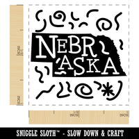 Nebraska State with Text Swirls Self-Inking Rubber Stamp Ink Stamper