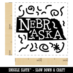 Nebraska State with Text Swirls Self-Inking Rubber Stamp Ink Stamper