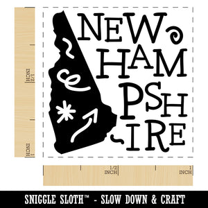 New Hampshire State with Text Swirls Self-Inking Rubber Stamp Ink Stamper