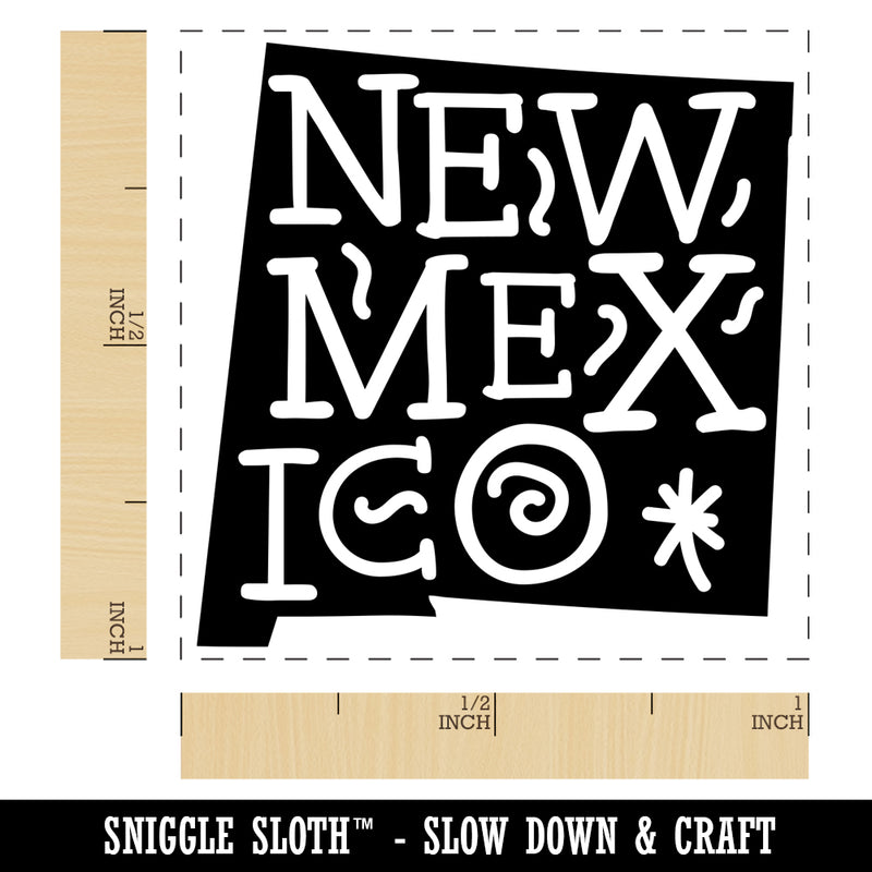 New Mexico State with Text Swirls Self-Inking Rubber Stamp Ink Stamper