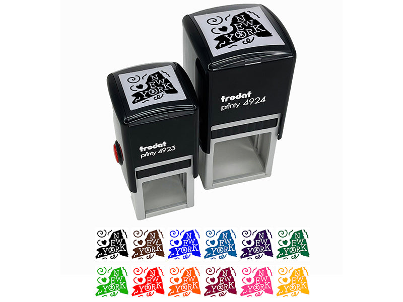 New York State with Text Swirls Self-Inking Rubber Stamp Ink Stamper