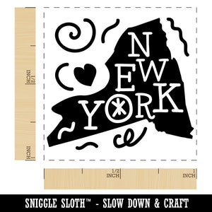 New York State with Text Swirls Self-Inking Rubber Stamp Ink Stamper