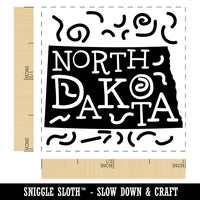 North Dakota State with Text Swirls Self-Inking Rubber Stamp Ink Stamper