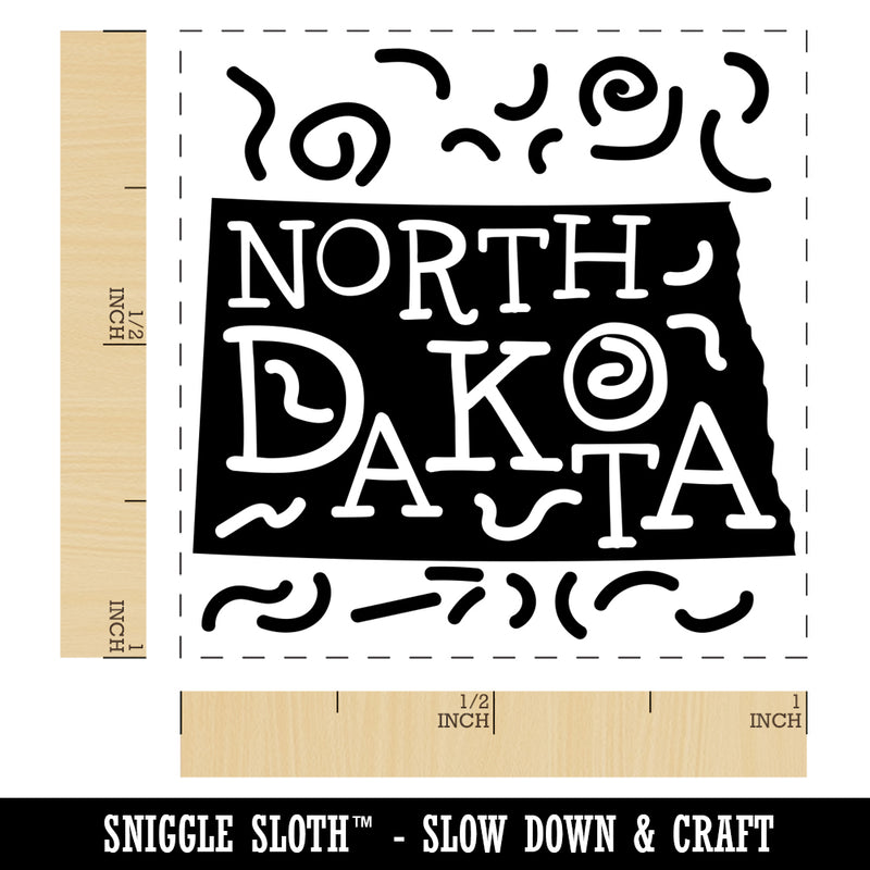 North Dakota State with Text Swirls Self-Inking Rubber Stamp Ink Stamper