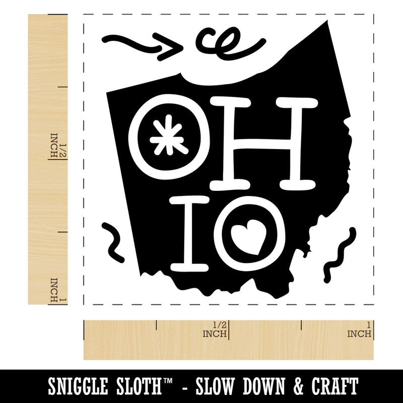 Ohio State with Text Swirls Self-Inking Rubber Stamp Ink Stamper