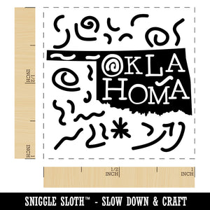 Oklahoma State with Text Swirls Self-Inking Rubber Stamp Ink Stamper