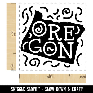 Oregon State with Text Swirls Self-Inking Rubber Stamp Ink Stamper