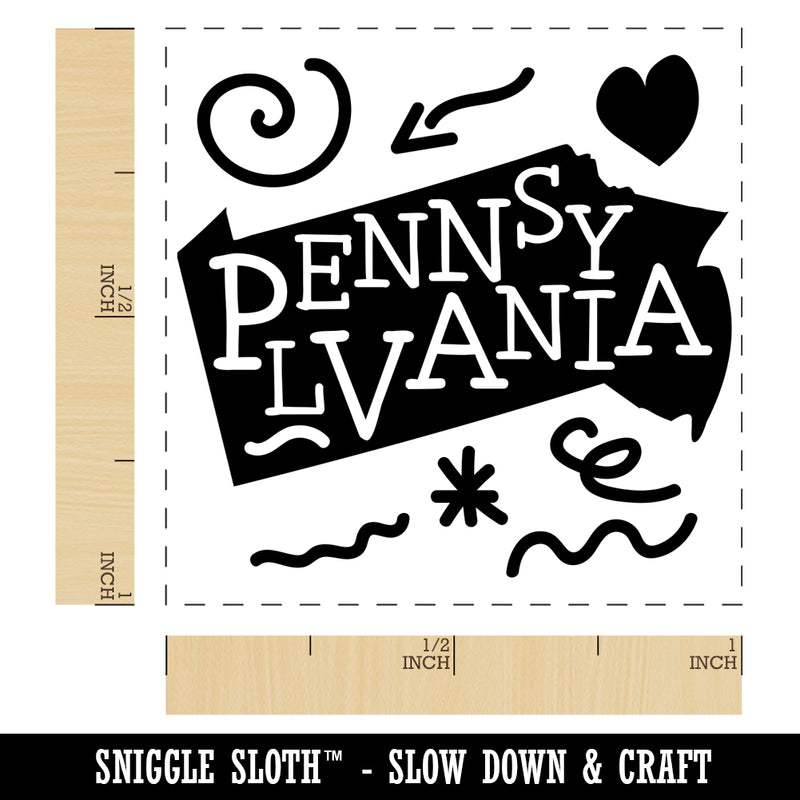 Pennsylvania State with Text Swirls Self-Inking Rubber Stamp Ink Stamper