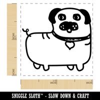 Pug Heart Collar Cute Doodle Self-Inking Rubber Stamp Ink Stamper
