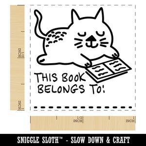 Reading Cat This Book Belongs To Self-Inking Rubber Stamp Ink Stamper