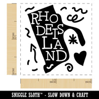 Rhode Island with Text Swirls Self-Inking Rubber Stamp Ink Stamper