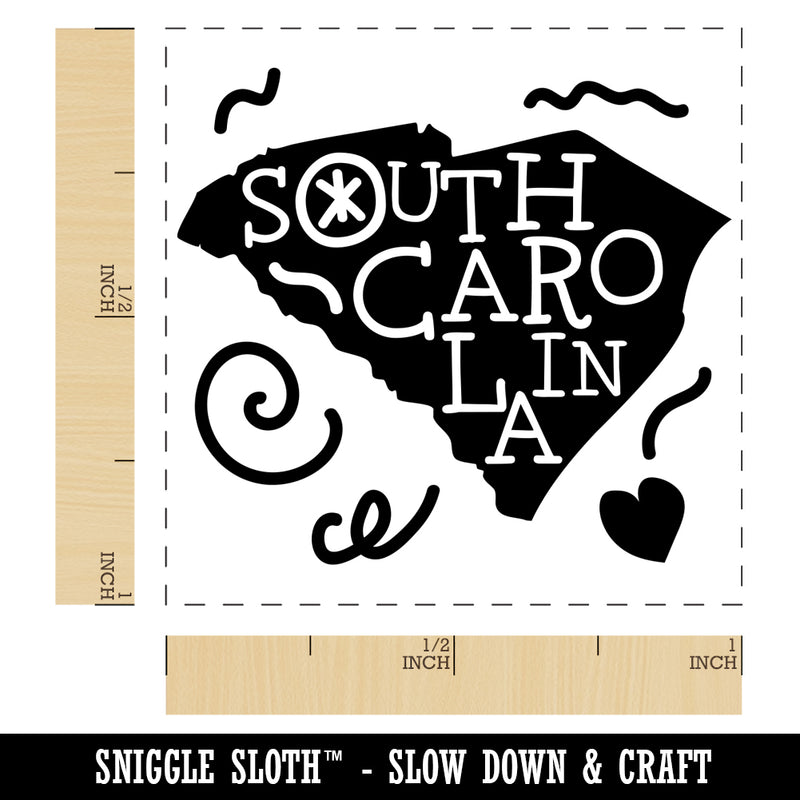 South Carolina State with Text Swirls Self-Inking Rubber Stamp Ink Stamper