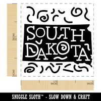 South Dakota State with Text Swirls Self-Inking Rubber Stamp Ink Stamper