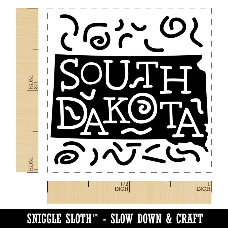 South Dakota State with Text Swirls Self-Inking Rubber Stamp Ink Stamper