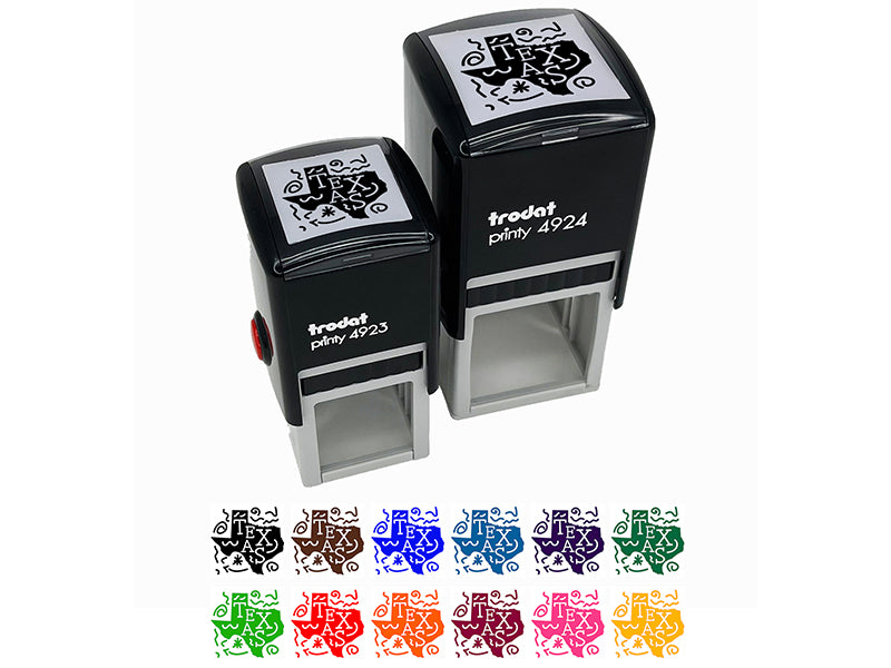 Texas State with Text Swirls Self-Inking Rubber Stamp Ink Stamper