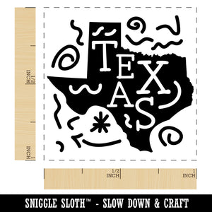 Texas State with Text Swirls Self-Inking Rubber Stamp Ink Stamper