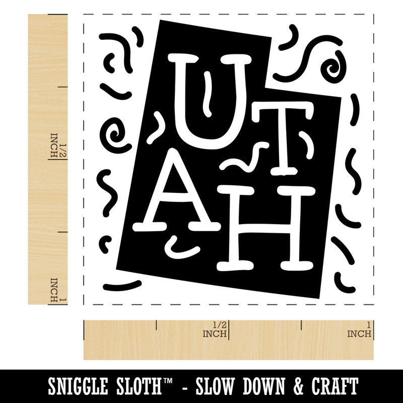 Utah State with Text Swirls Self-Inking Rubber Stamp Ink Stamper