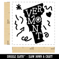 Vermont State with Text Swirls Self-Inking Rubber Stamp Ink Stamper