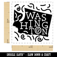 Washington State with Text Swirls Self-Inking Rubber Stamp Ink Stamper