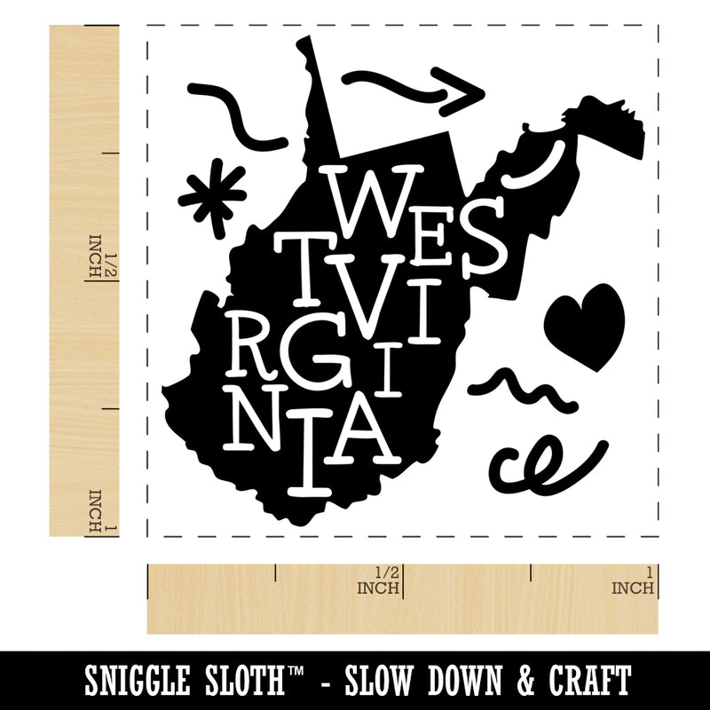 West Virginia State with Text Swirls Self-Inking Rubber Stamp Ink Stamper