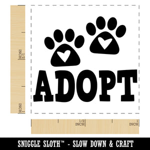 Adopt Dog Cat Paw Prints Hearts Love Fun Text Self-Inking Rubber Stamp Ink Stamper